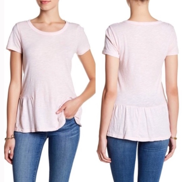 Stateside Tops - Stateside Pink Peplum Cotton T-shirt • SALE